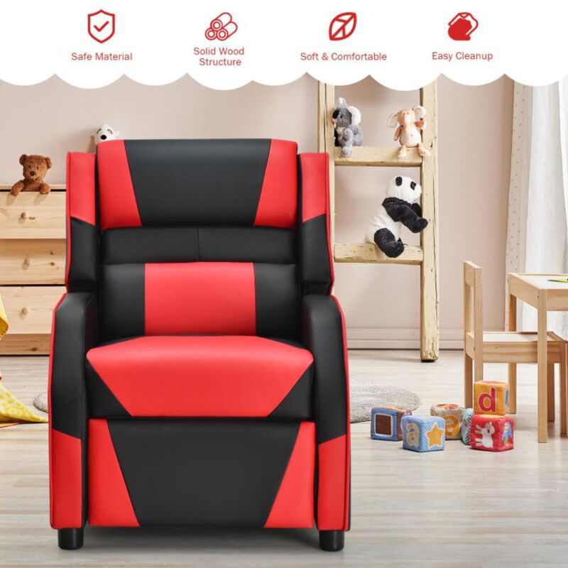 Hivvago Kids Youth PU Leather Gaming Sofa Recliner with Headrest and Footrest