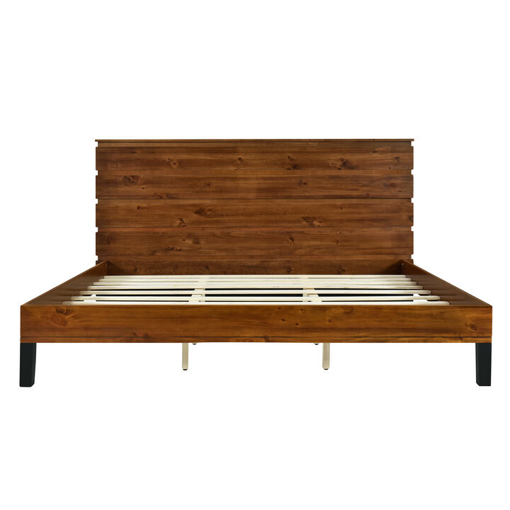 Merax Mid-Century Modern Solid Wood Platform Bed Frame