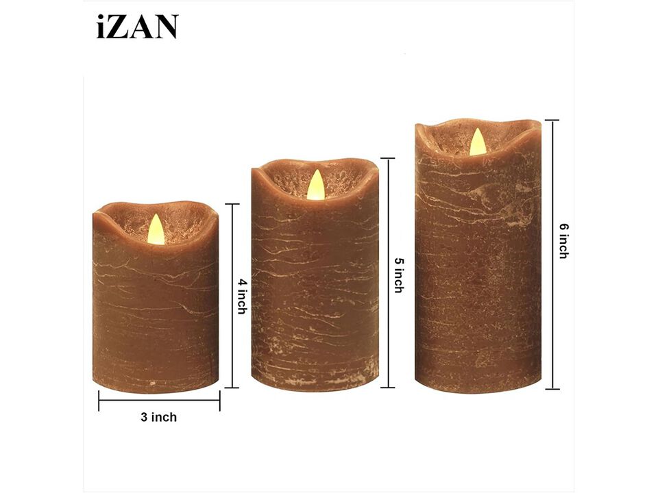 iZAN 3 Pack Real Wax Flameless Candles Battery Operated LED