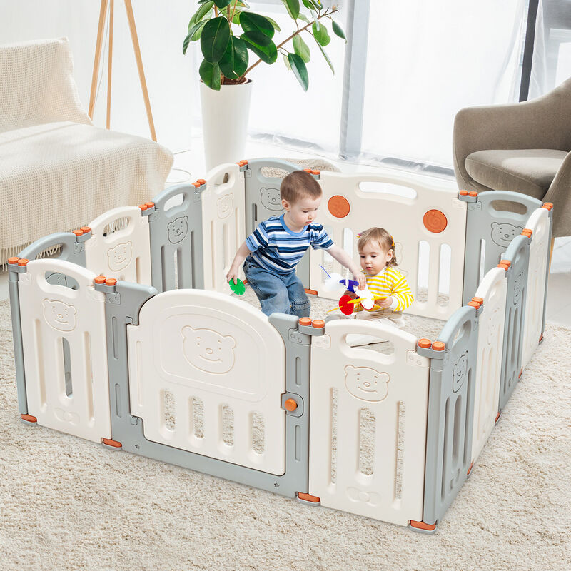 Foldable Baby Playpen 14 Panel Activity Center Safety Play Yard