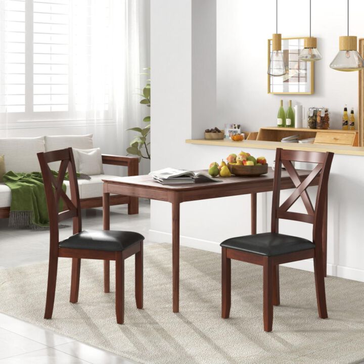 Hivvago Set of 2 Wooden Kitchen Dining Chair with Padded Seat and Rubber Wood Legs-Black