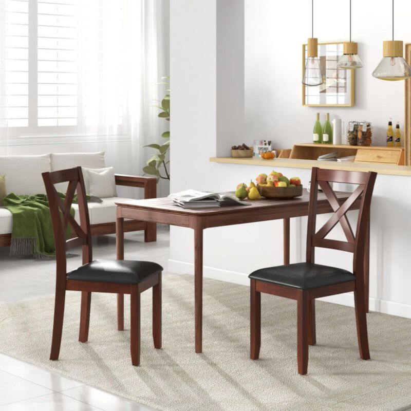 Hivvago Set of 2 Wooden Kitchen Dining Chair with Padded Seat and Rubber Wood Legs-Black