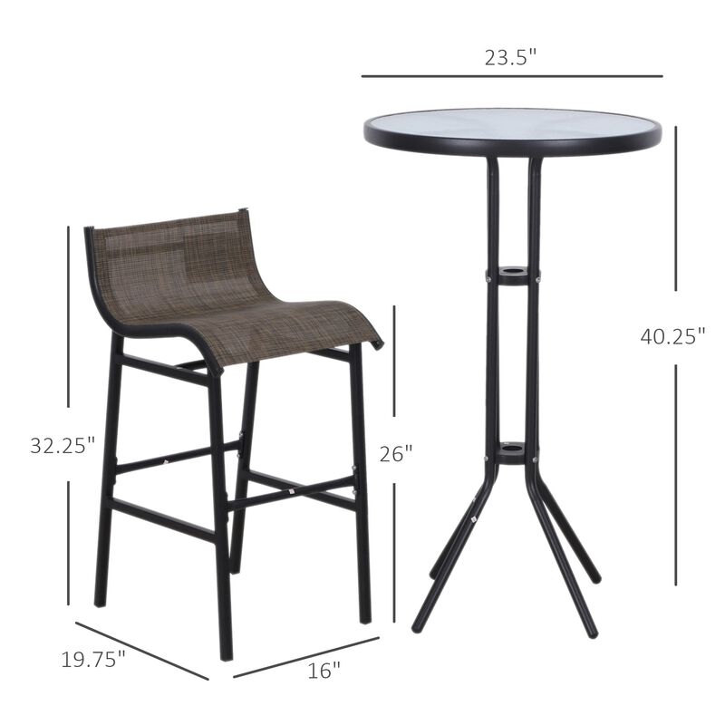 Elevated Outdoor Dining: 3-Piece Black/Tan High-Top Bistro Set