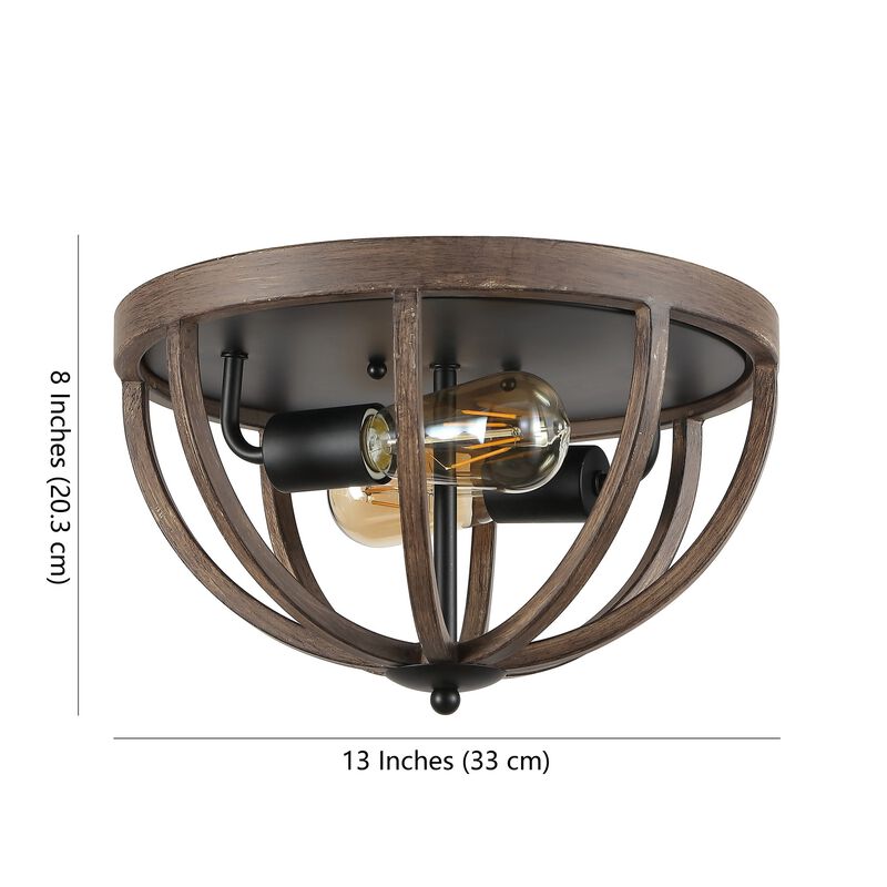 Darlene 2-Light Iron Rustic Farmhouse LED Flush Mount