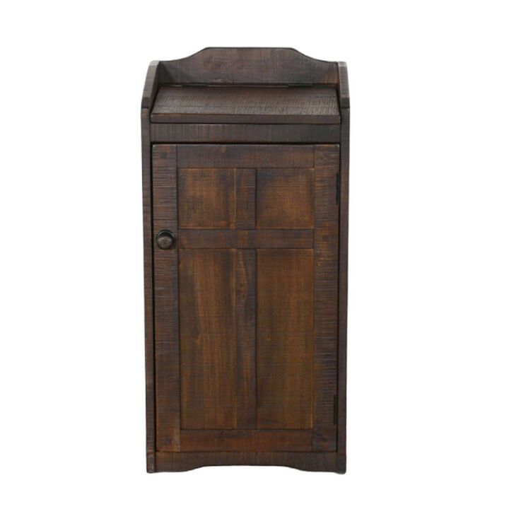 Homestead Trash Box, 34 Inch Tall, Rough Sawn Mahogany, Dark Brown - Benzara