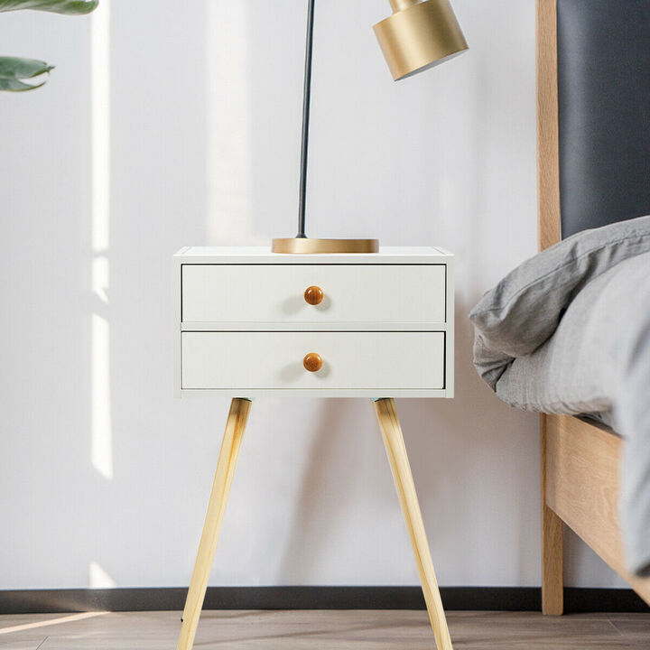 Mid Century Modern 2 Drawers Nightstand