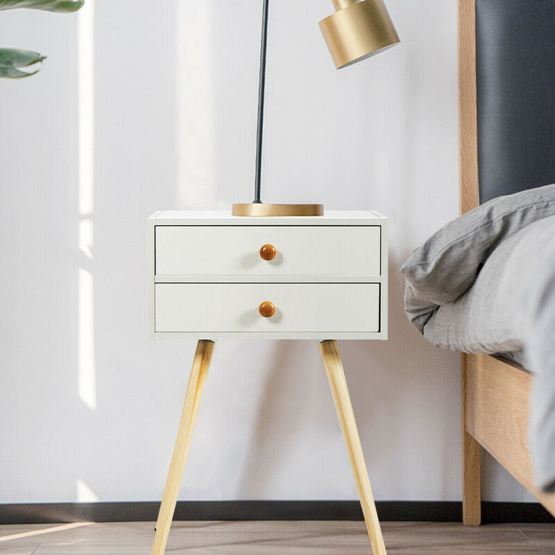 Mid Century Modern 2 Drawers Nightstand