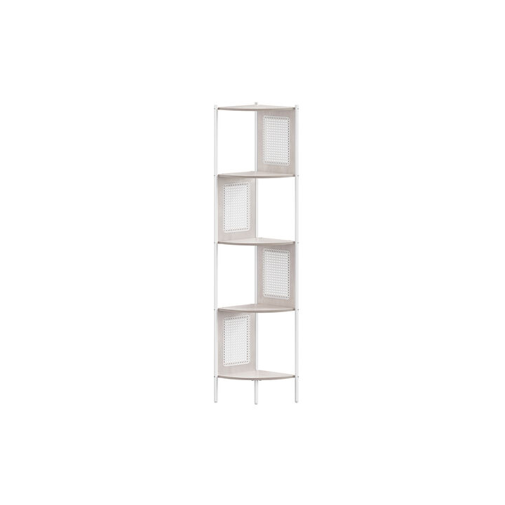 5-Tier Corner Shelf Stand with Polyrattan Sides