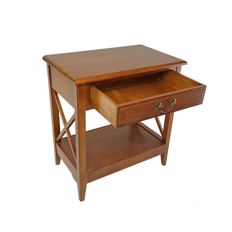 Transitional Style Nightstand with 1 Drawer and X Shape Sides, Brown - Benzara