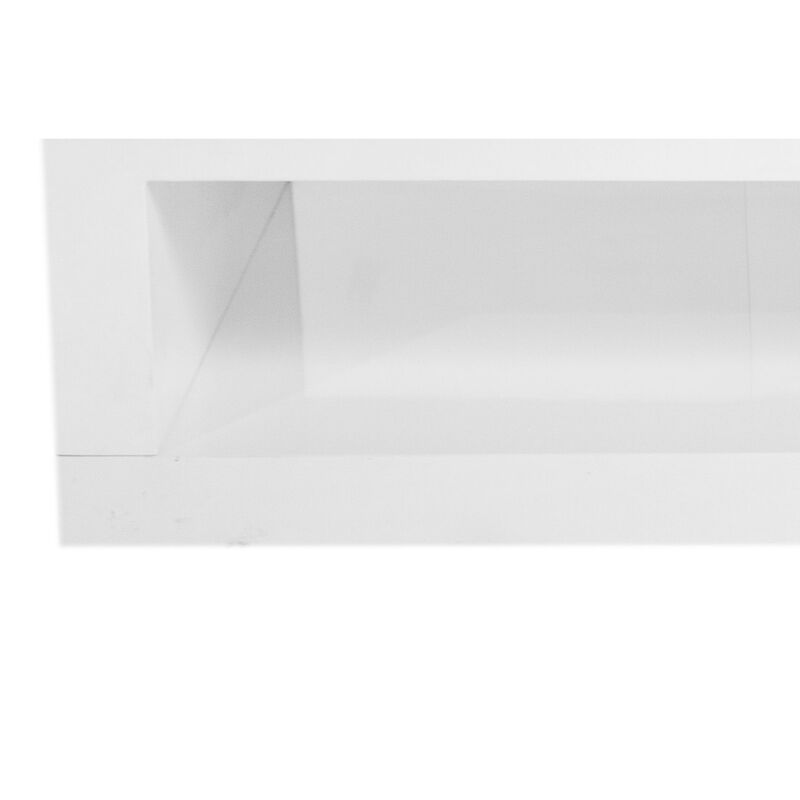 Jack 2 Piece Coffee Table Set, 2 Tiers, Tempered Glass, White Lacquer - Benzara