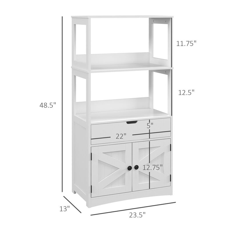 White Farmhouse Bathroom Cabinet: Linen Storage, 23.5"x13"x48.5"