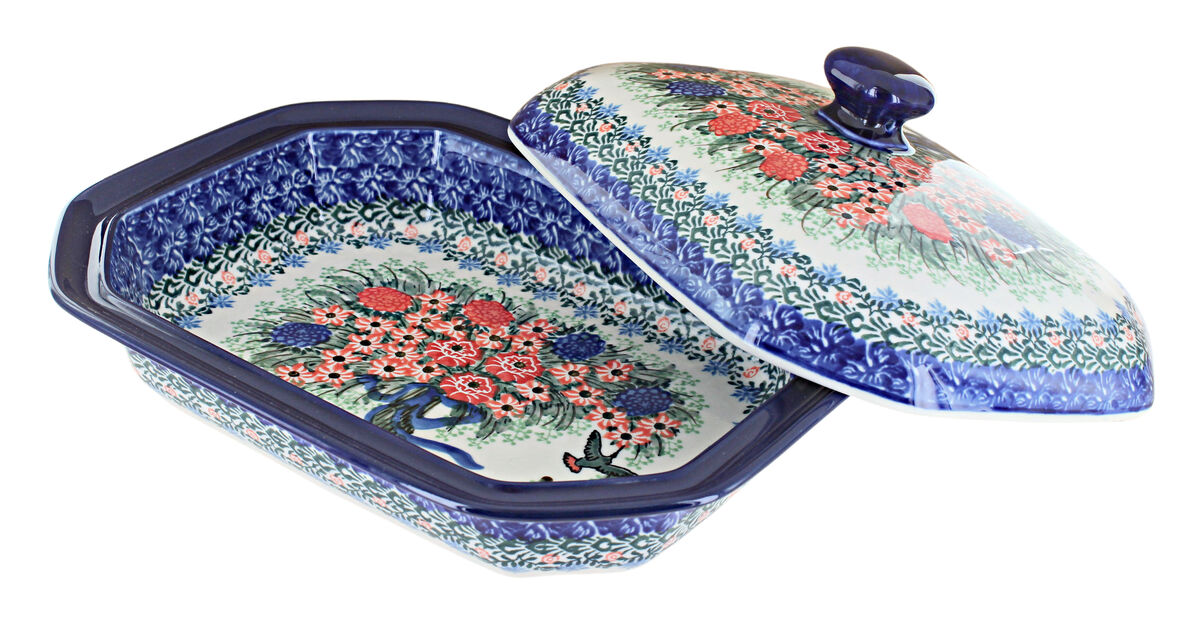 Blue Rose Polish Pottery Alyce Medium Covered Baker