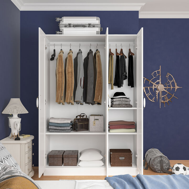 Wardrobe Armoire with Hanging Rod 3 Door Armoire Wardrobe Closet White