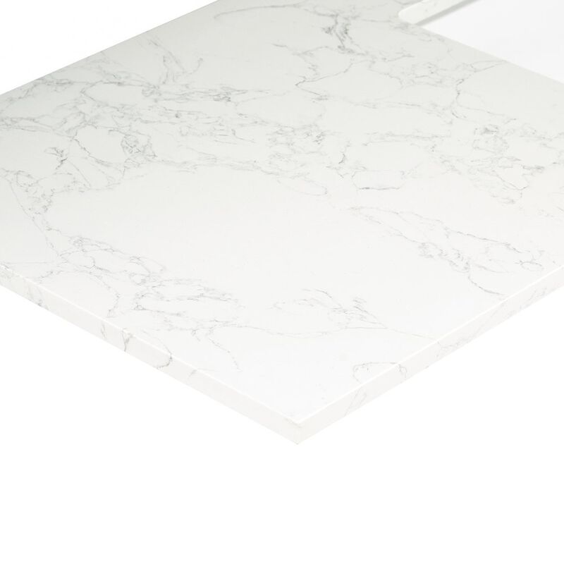 Altair Ceres 61 in. Engineered Stone Vanity Top in Grain White with Double White Sink