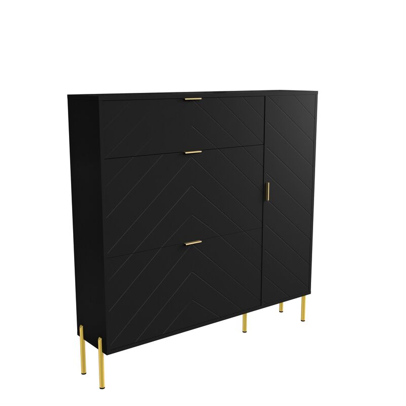 49.21 in. H Wood Shoe Storage Cabinet with Flip-Up Drawers Adjustable Shelf