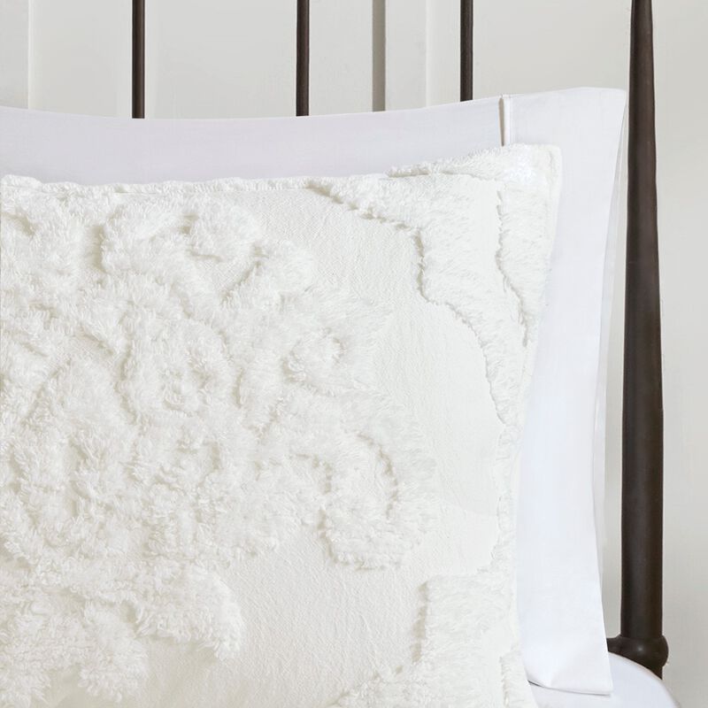 Gracie Mills Fitzpatrick 3 piece Tufted Cotton Chenille Damask Duvet Cover Set