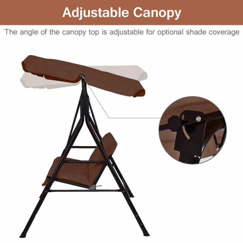 Hivvago 2 Person Weather Resistant Canopy Swing for Porch Garden Backyard Lawn