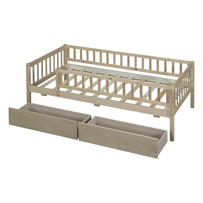 Twin Size Daybed Wood Bed With Two Drawers