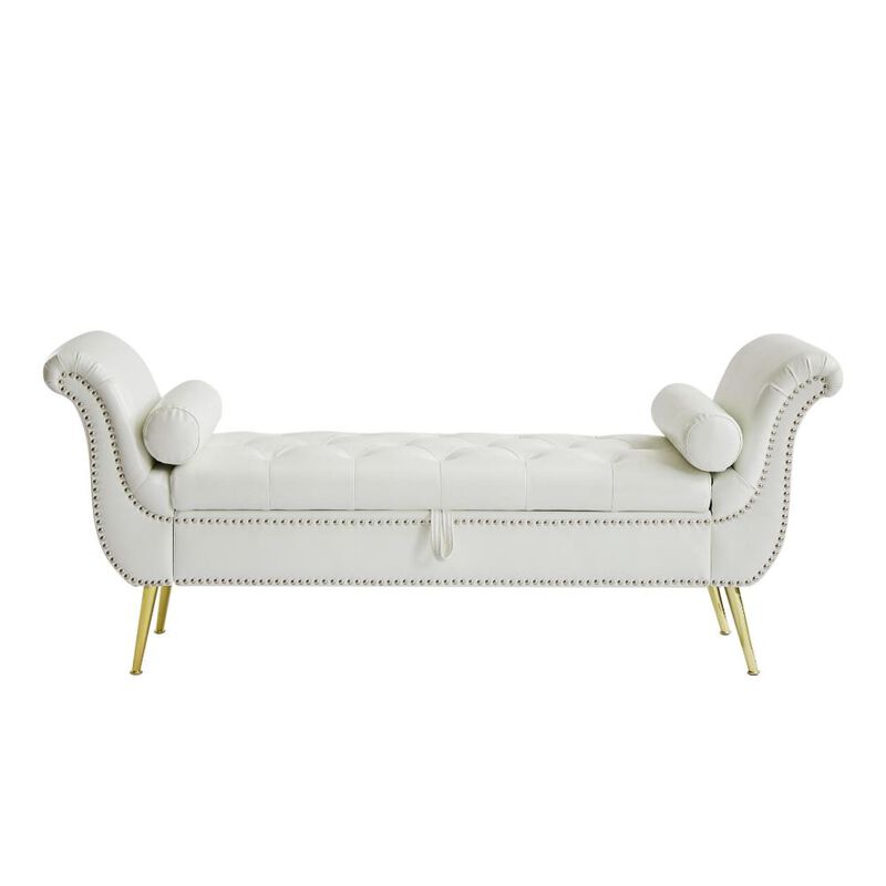 Upholstered Storage Ottoman Bench Flip-Top Bedroom Lounge Seating with Hidden Compartment