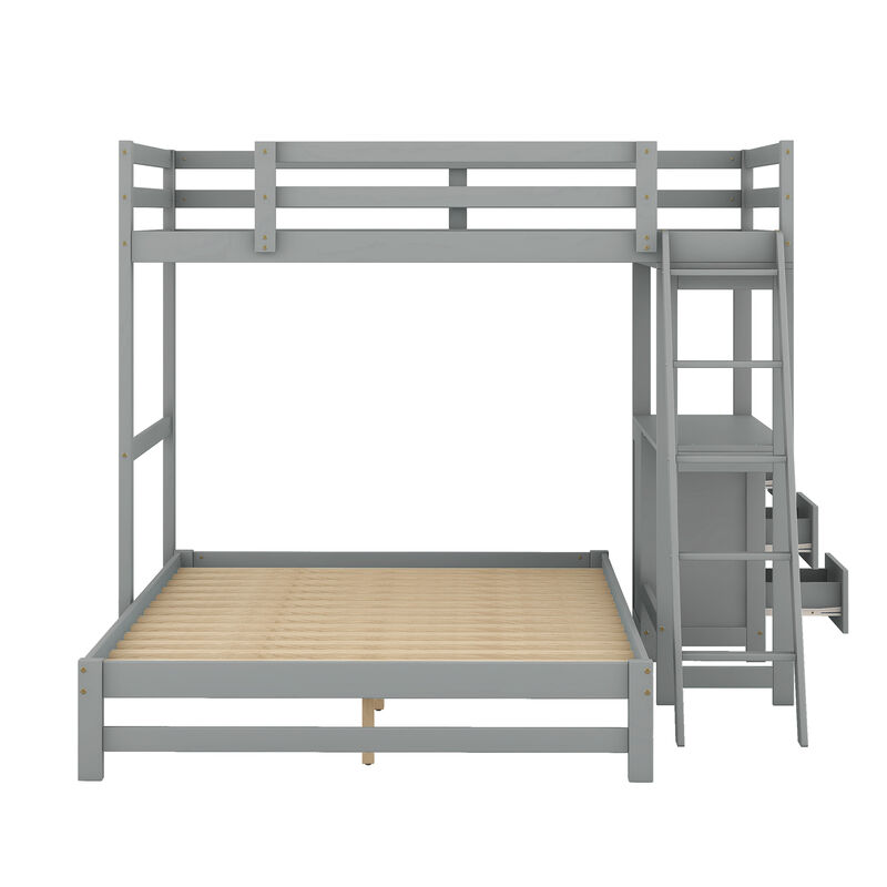 Merax Wood Bunk Bed with Desk and Three Drawers