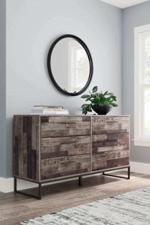 Ashley Neilsville 6 Drawer 59" Dresser in Multi Gray