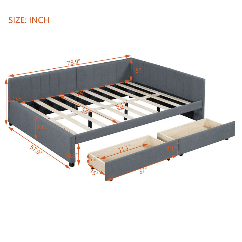 Merax Upholstered Daybed with 2 Storage Drawers