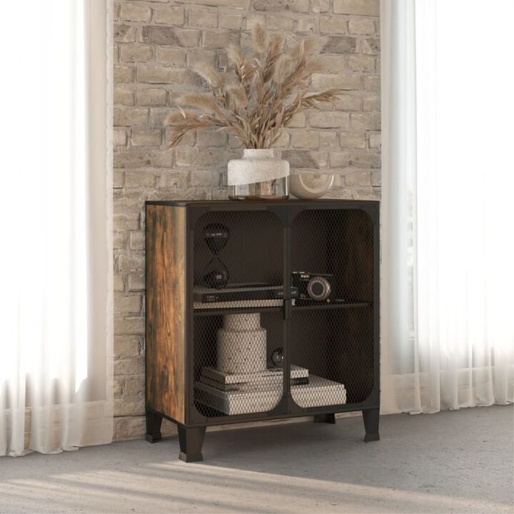 vidaXL Storage Cabinet Rustic Brown 28.3"x14.2"x32.3" Metal and MDF