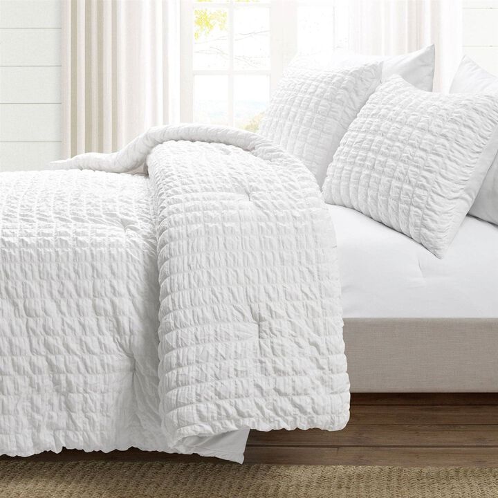 Crinkled Textured 3 Piece Comforter Set – Stylish Bedding Set with Soft Feel