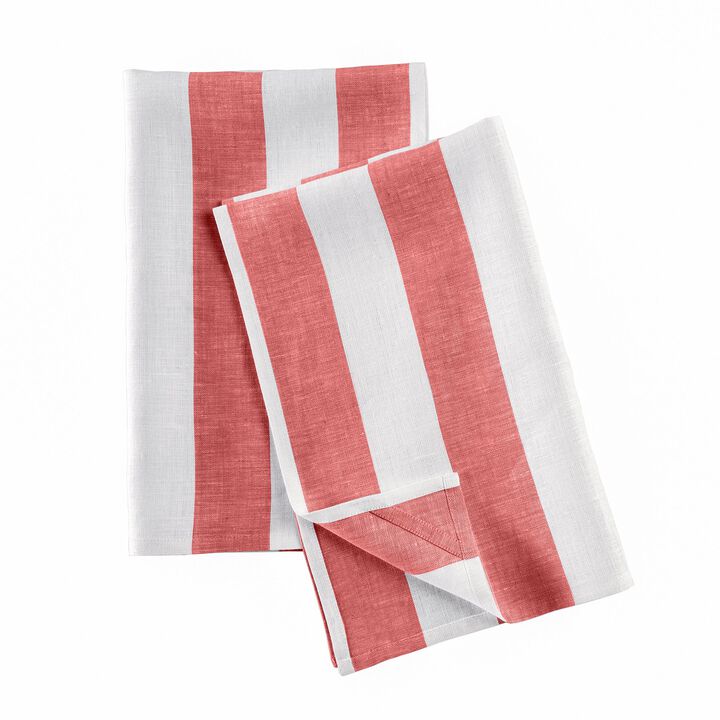 Solino Home 100% Pure Linen Kitchen Towels Set of 2 - 17 x 26 Inch | Cabana Stripe