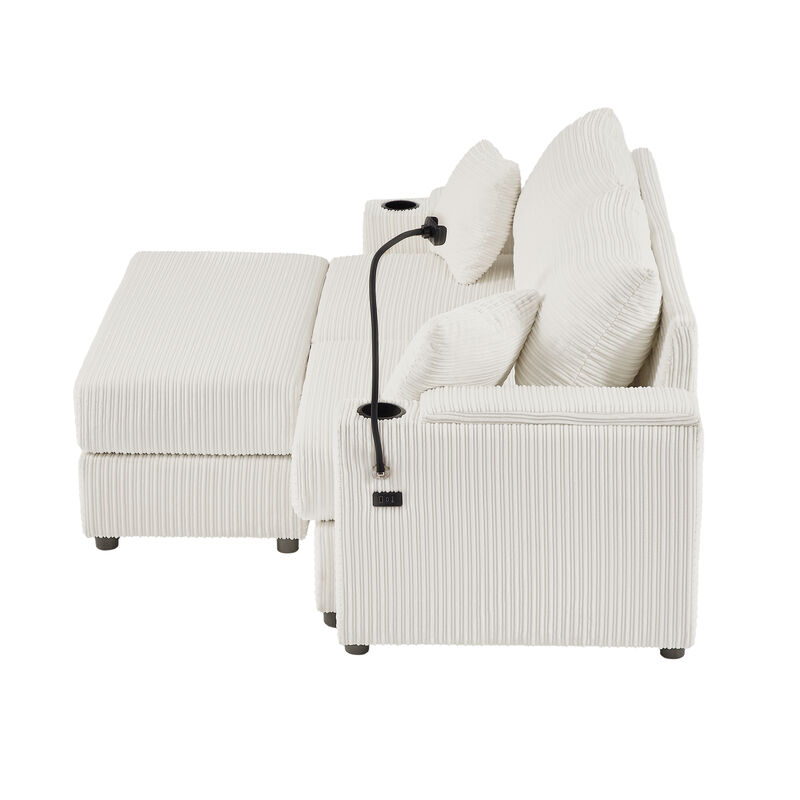 Merax Modern Loveseat Sofa with A Movable Ottoman
