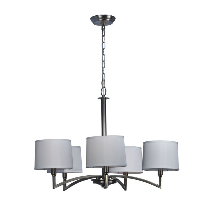 20.7" Silver and White Contemporary Eva 5-Light Hanging Light Fixture