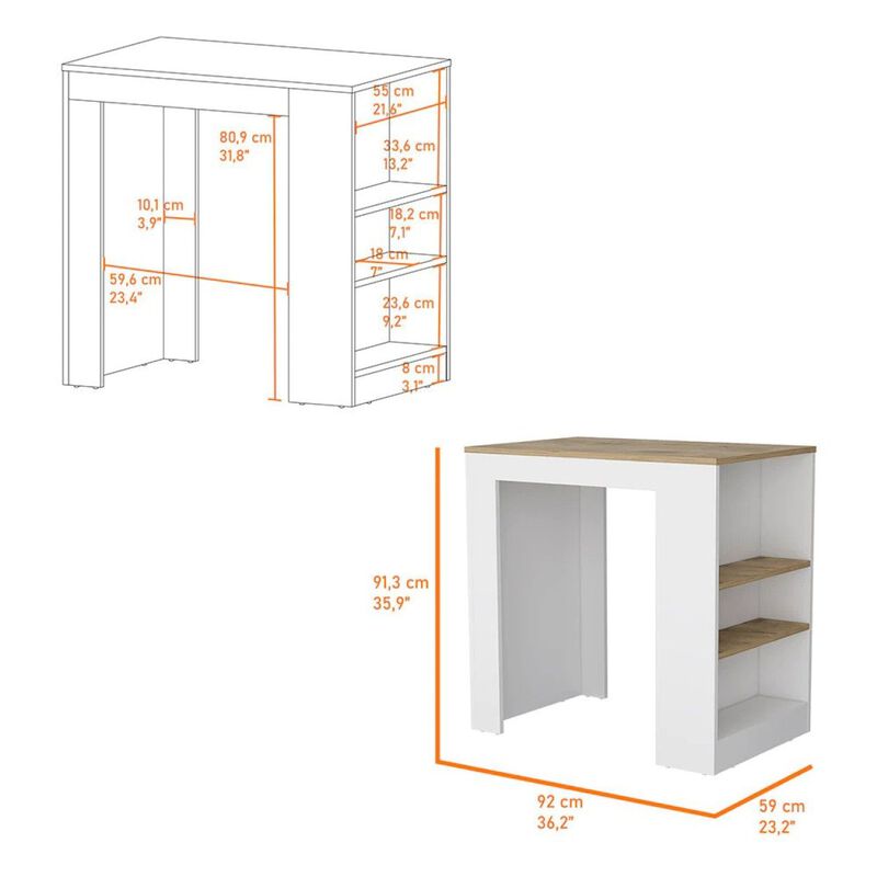 Streamdale Highlands Kitchen Island With Storage Base In White And Macadamia