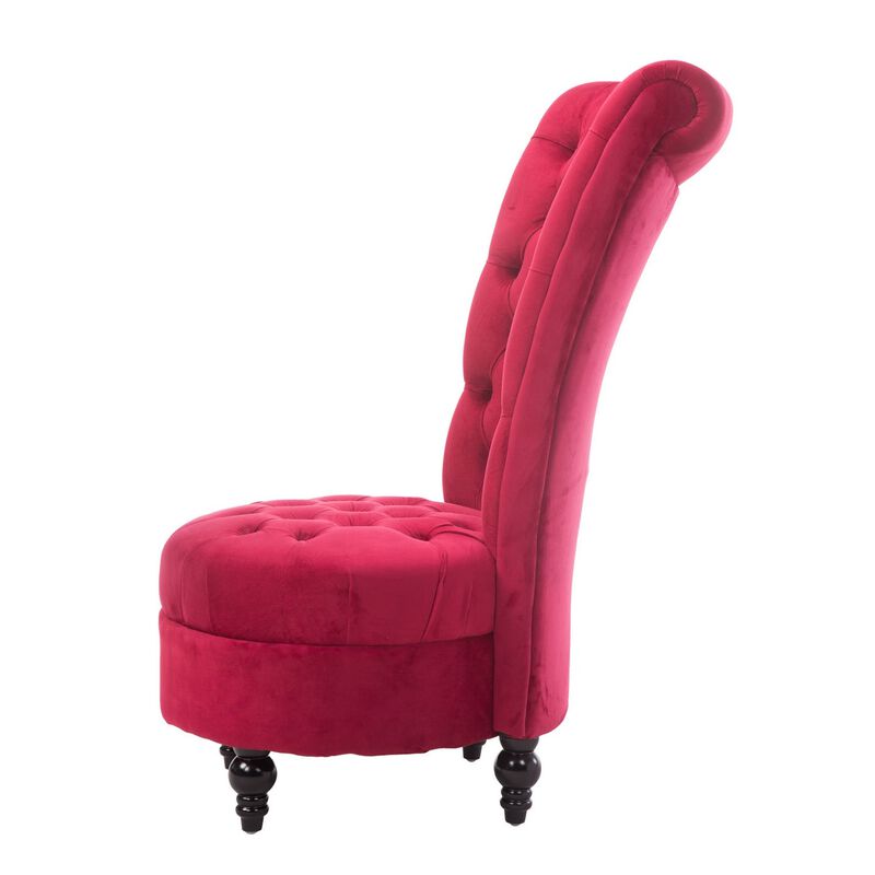 Hivvago Red Tufted High Back Plush Velvet Upholstered Accent Low Profile Chair