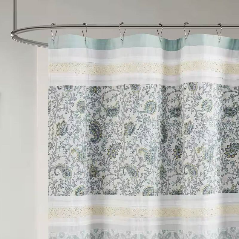 Decorative Paisley Shower Curtain – Soft Cotton Fabric with Elegant Floral-Inspired Design