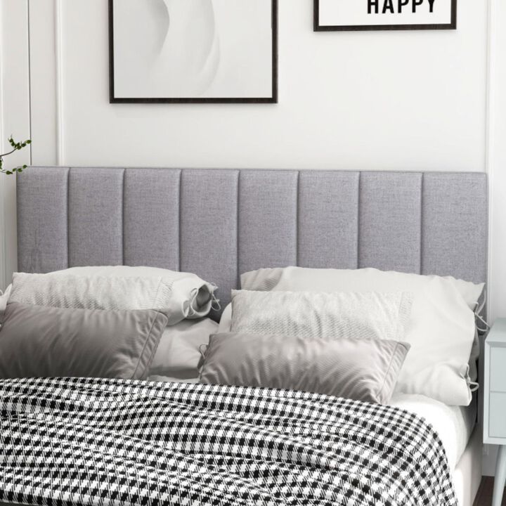 Hivvago Linen Upholstered Headboard with Solid Wood Legs and Adjustable Width