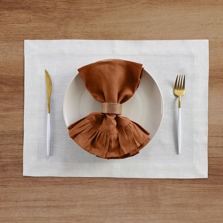 Solino Home 100% Pure Linen Cloth Napkins 20 x 20 Inch Set of 4 | Gabrielle Ruffle Dinner Napkins