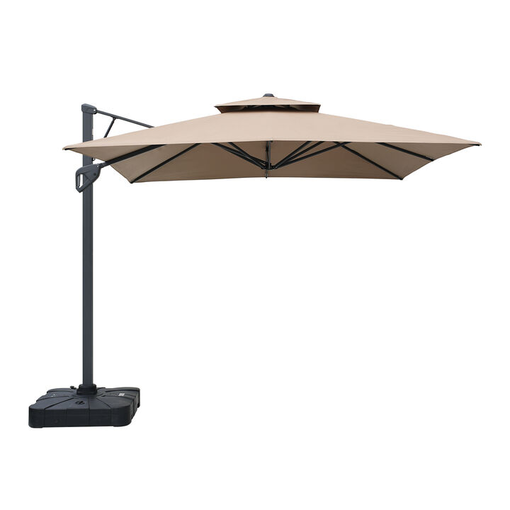 MONDAWE 10ft Square Offset Cantilever Outdoor Patio Umbrella with Included Base