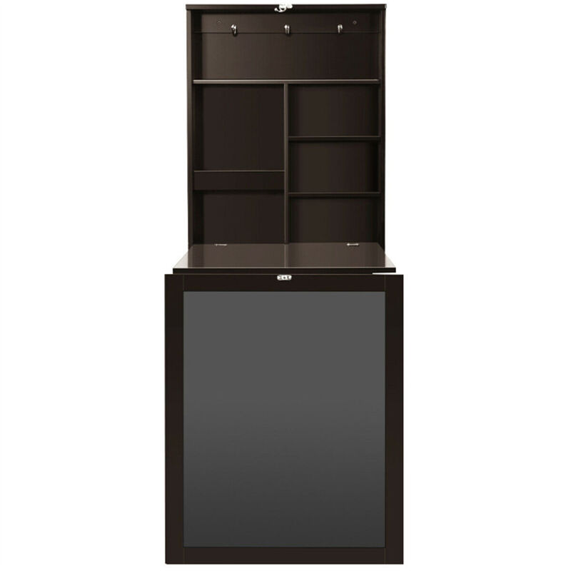 Floating Wall Desk, Space-Saving Home Office Workstation with Shelves