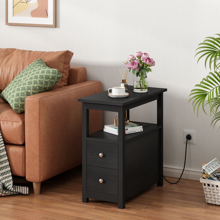 Wooden Black End Table Bedside Table