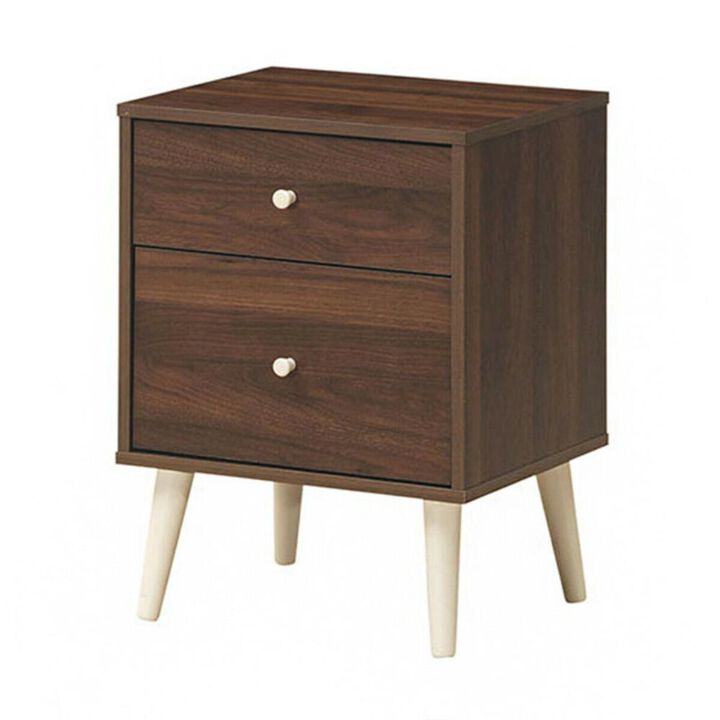 Hivvago 2-Drawer Nightstand Beside End Side Table with Rubber Legs