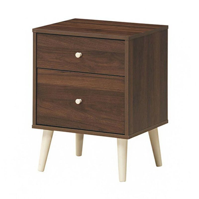 Hivvago 2-Drawer Nightstand Beside End Side Table with Rubber Legs