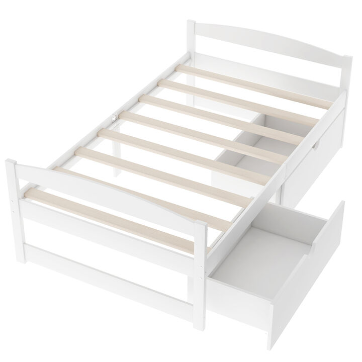 Twin Size Platform Bed, with Two Drawers