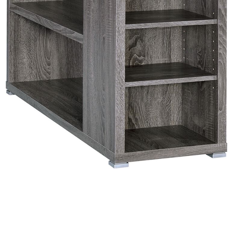 Modern Style Wooden Office Desk, Gray-Benzara