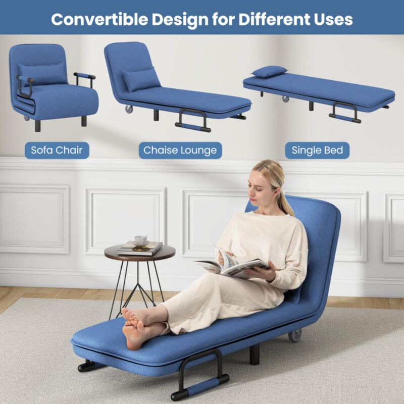 Hivvago 3-in-1 Convertible Sofa Bed with 5-Position Adjustable Backrest and Lumbar Pillow