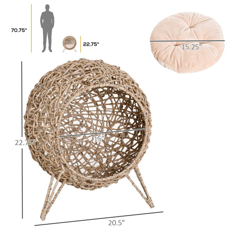Natural Cat Bed: 20.5" Hand-Woven Banana Leaf Kitten Condo