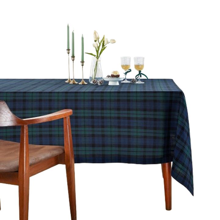 Solino Home 100% Pure Linen Tablecloth | Blackwatch Plaid for Spring and Easter