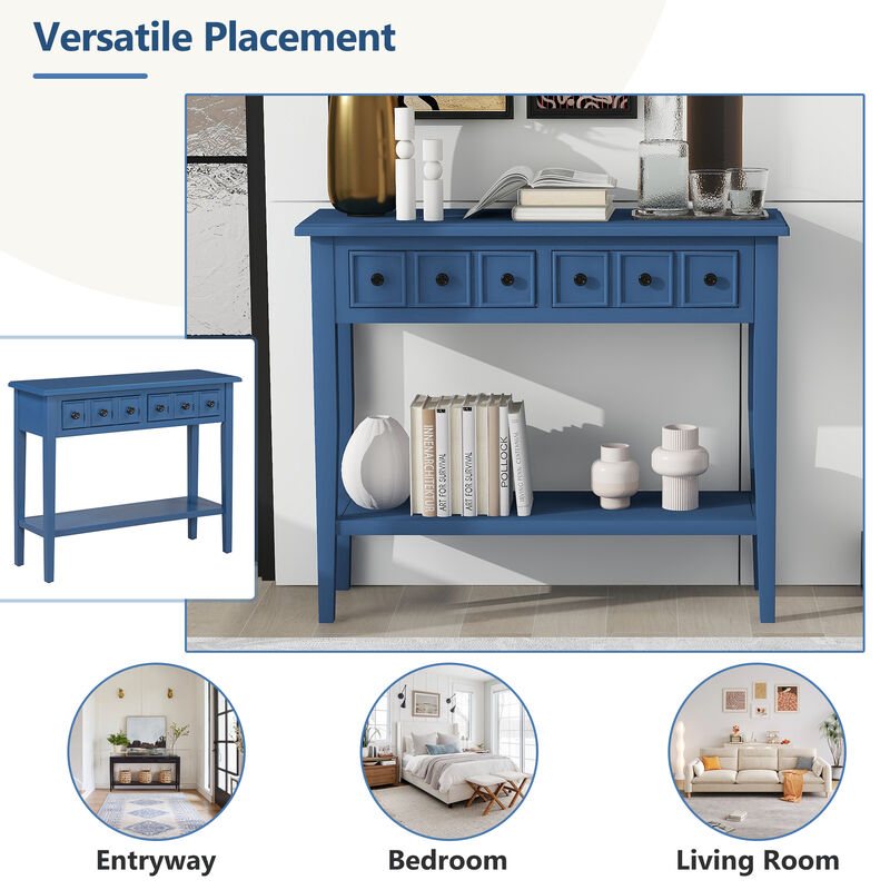 Merax Rustic Console Table with Drawers and Open Shelf