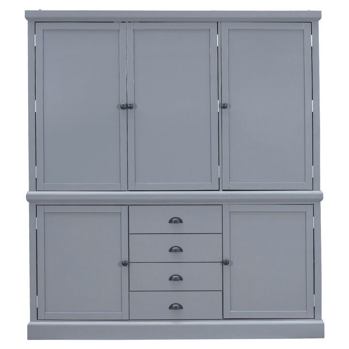 Merax Freestanding Wooden Kitchen Pantry Organizers Storage Cabinet