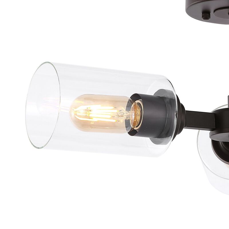 Jaymes 3-Light Farmhouse Industrial Iron Cylinder LED Semi Flush Mount
