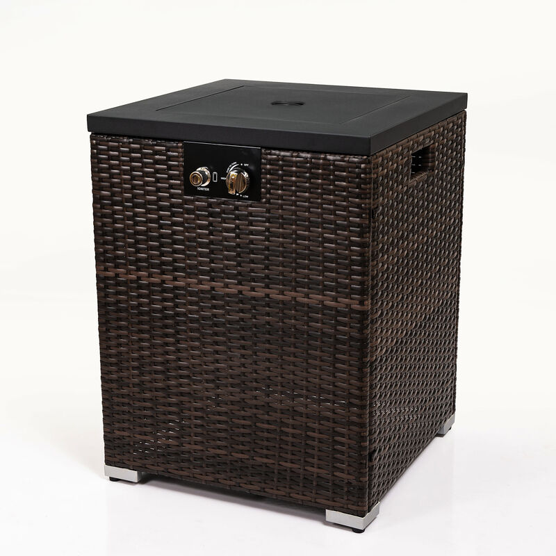 Streamdale Wicker Fire Pit Column With Glass Wind Guard
